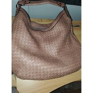 Woven Front Handbag With Extra Long Strap